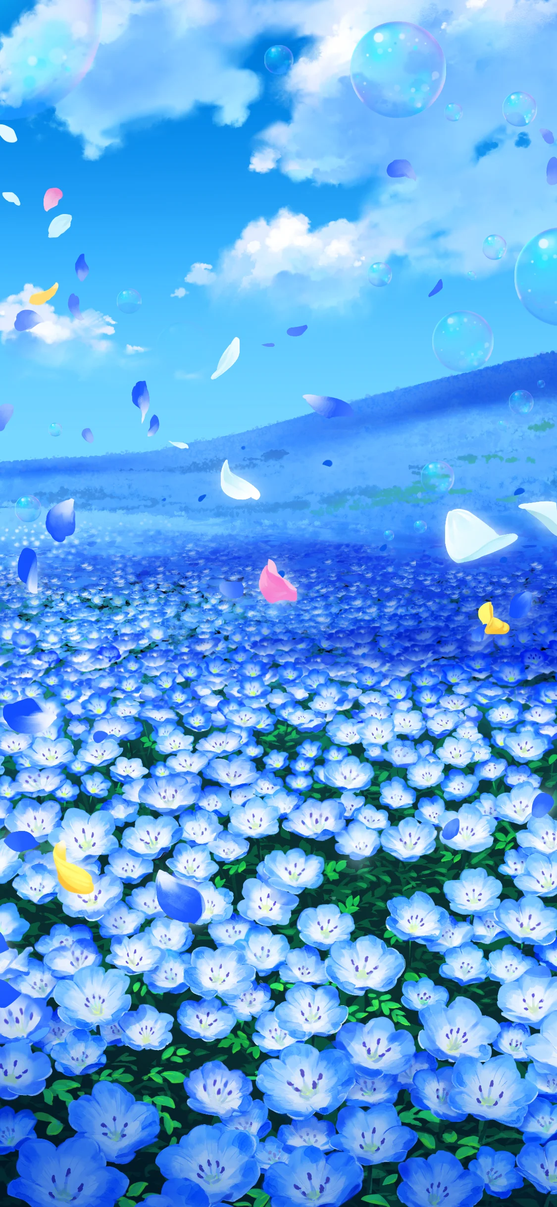 ネモフィラの花畑
